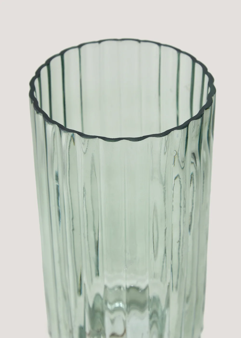 Green Ribbed Vase (25cm) Image 2