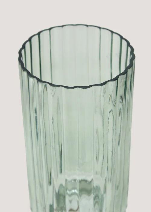 Green Ribbed Vase (25cm) Image 2