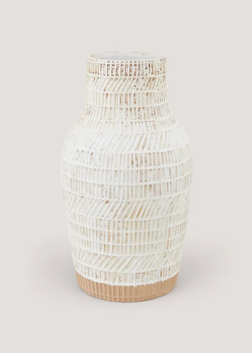 White Hampton Ceramic Vase (16.5cm x 16.5cm x 30cm) Image 1