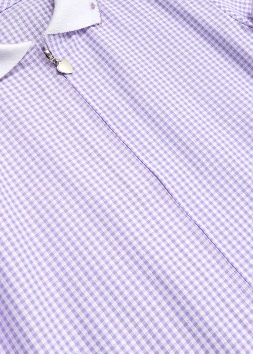 Girls Lilac Generous Fit Knitted Collar Gingham School Dress (3-14yrs) - 3 Yrs Image 2