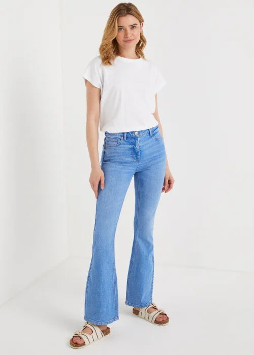 Bright Blue Skinny Flared Jeans (Long Length) - Size 08 33 leg Image 1