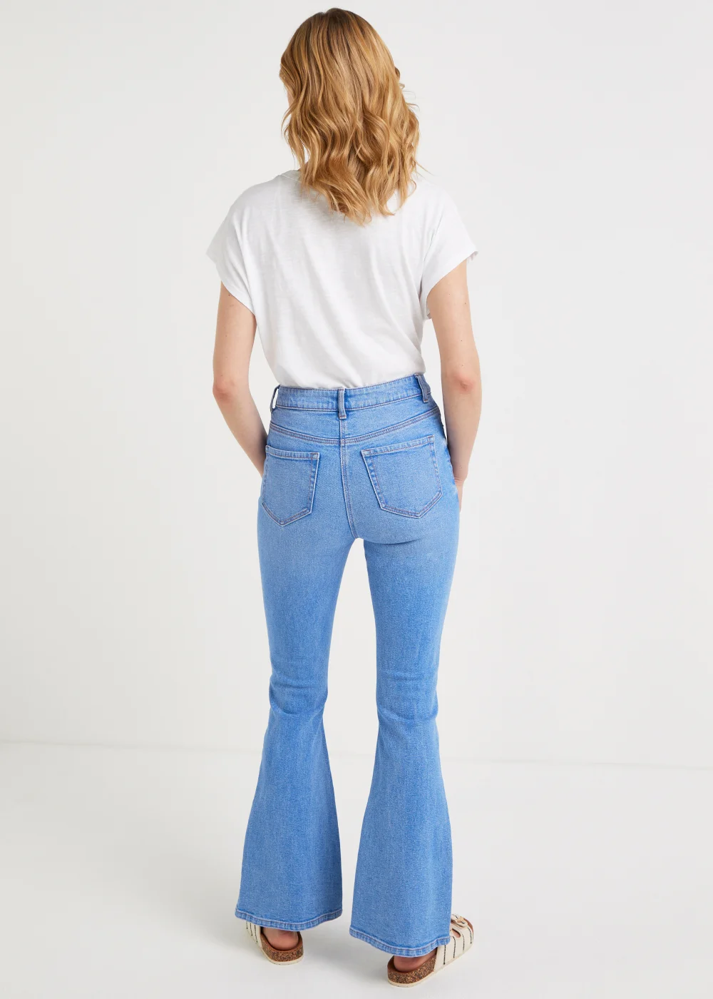 Bright Blue Skinny Flared Jeans (Long Length) - Size 08 33 leg Image 2