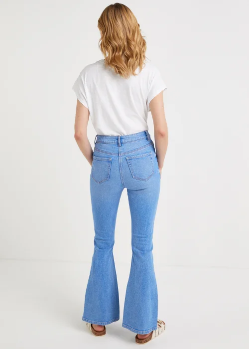 Bright Blue Skinny Flared Jeans (Long Length) - Size 08 33 leg Image 2