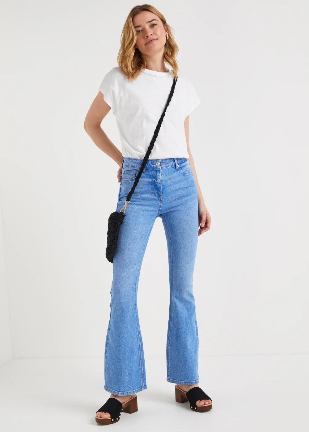 Bright Blue Skinny Flared Jeans (Long Length) - Size 08 33 leg Image 4