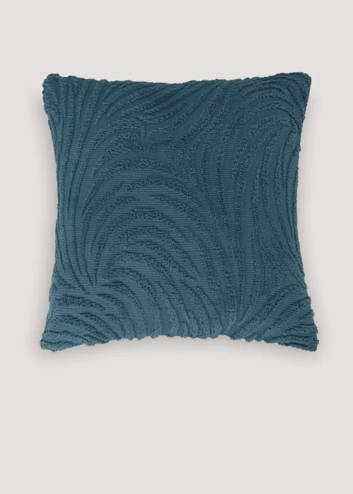 Blue Chenille Tufted Cushion (43cm x 43cm) Image 1