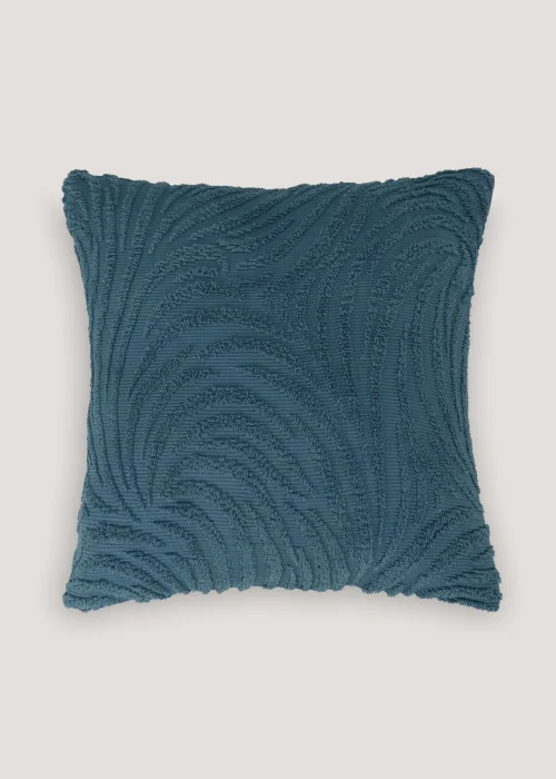 Blue Chenille Tufted Cushion (43cm x 43cm) Image 3