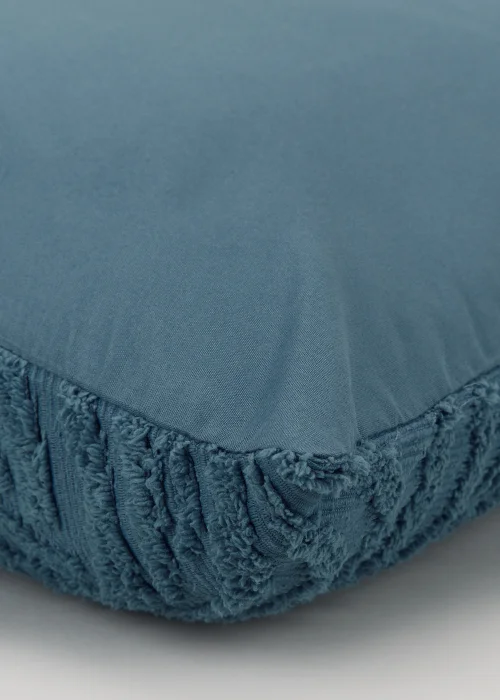 Blue Chenille Tufted Cushion (43cm x 43cm) Image 2