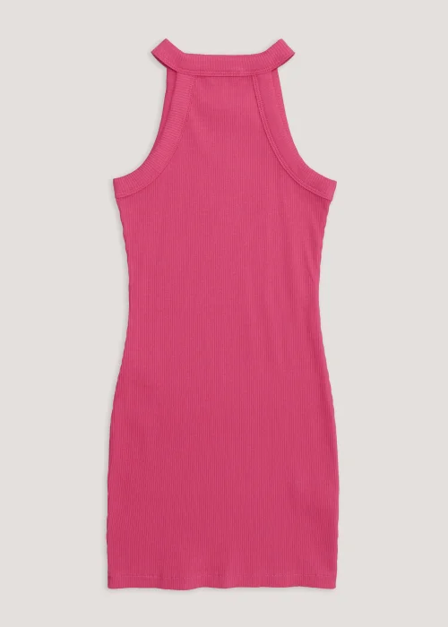 Girls Candy Couture Hot Pink Ribbed Dress (9-16yrs) - 9 Yrs Image 1