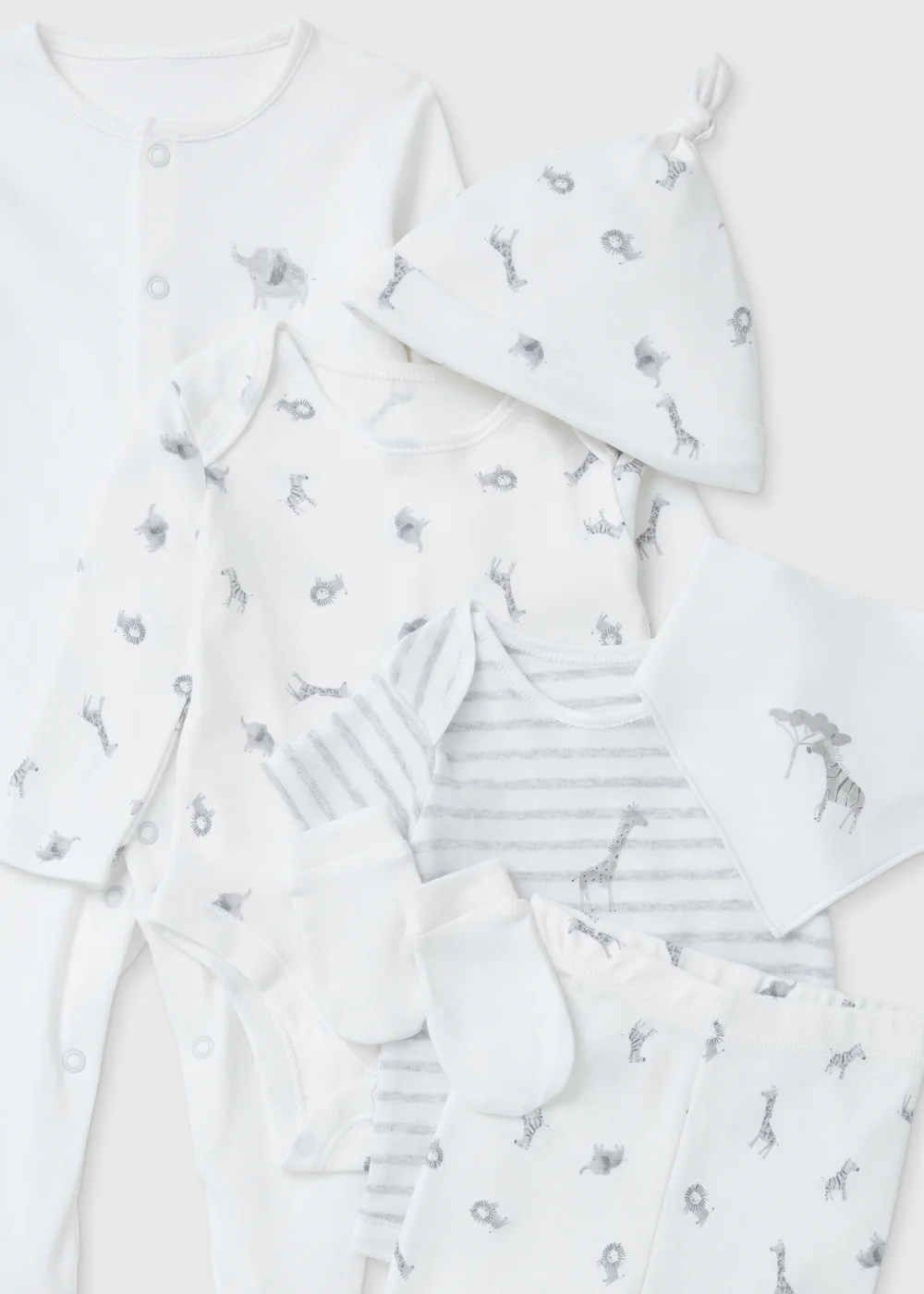 Baby 7 Piece White Safari Layette Set (Tiny Baby-6mths) - 0-3 months Image 2