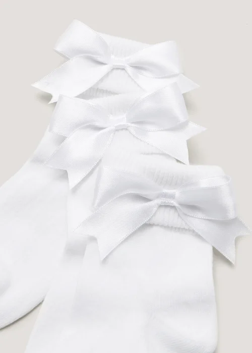 3 Pack White Bow Socks (Younger 6-Older 5.5) - 4-5.5 Image 2