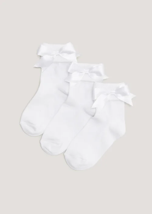 3 Pack White Bow Socks (Younger 6-Older 5.5) - 4-5.5 Image 1