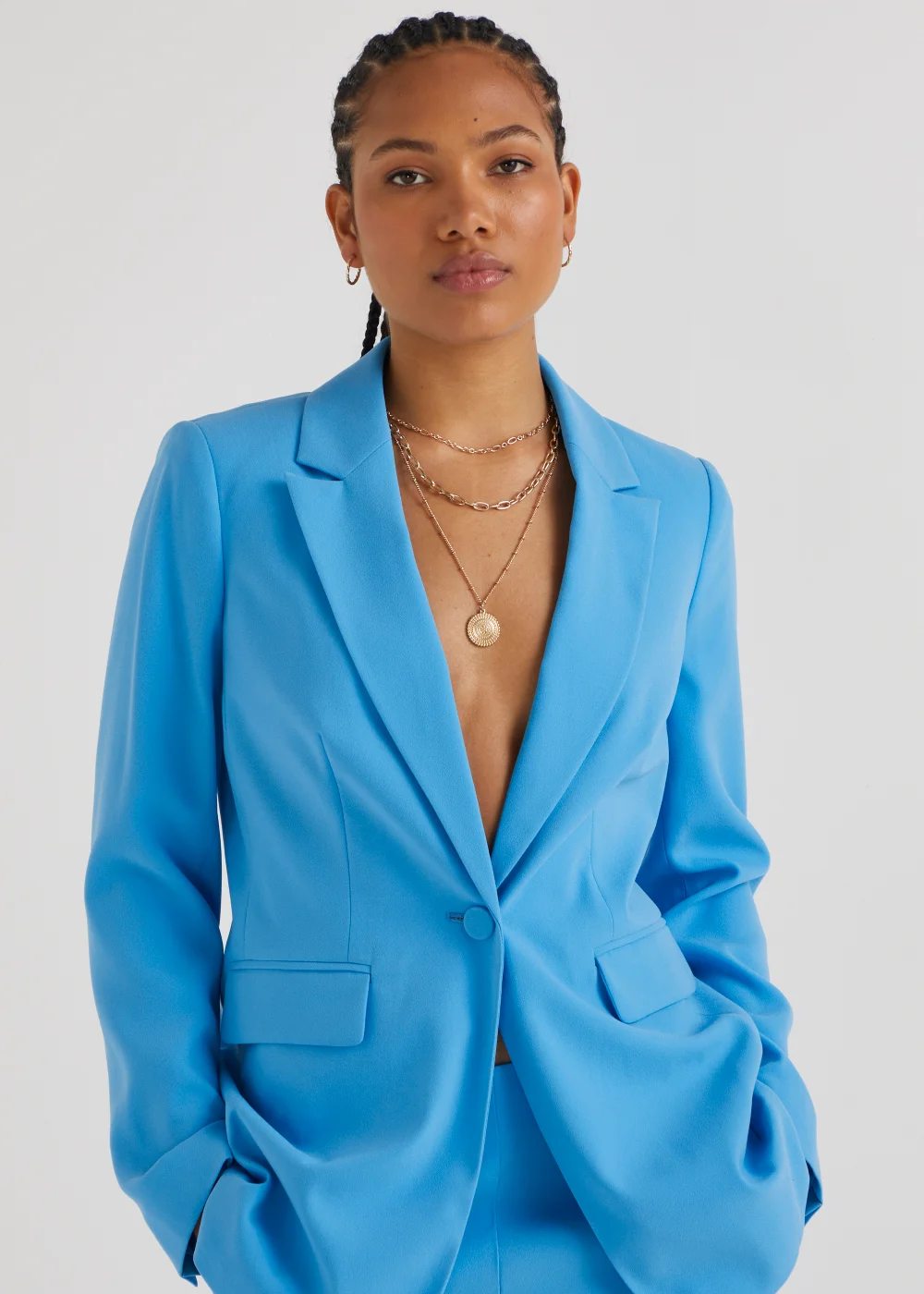 Be Beau Blue Crepe Blazer - 8 Image 3