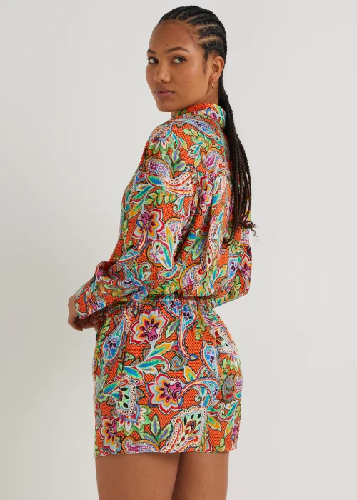 Be Beau Multicoloured Paisley Satin Shorts - 8 Image 2