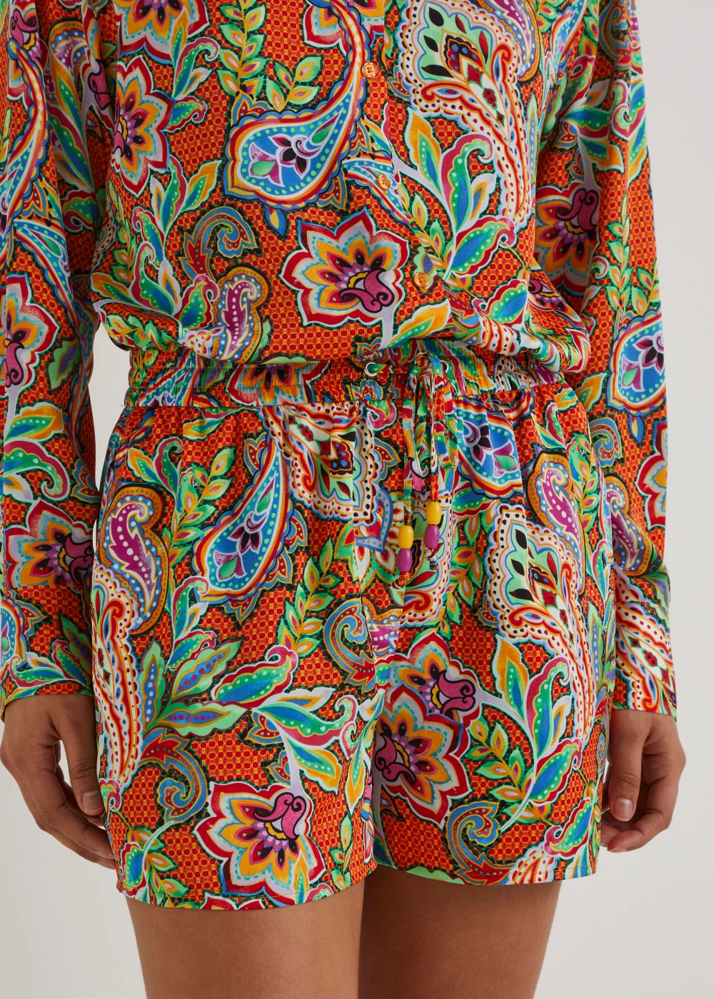 Be Beau Multicoloured Paisley Satin Shorts - 8 Image 3