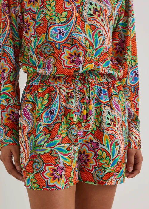 Be Beau Multicoloured Paisley Satin Shorts - 8 Image 3