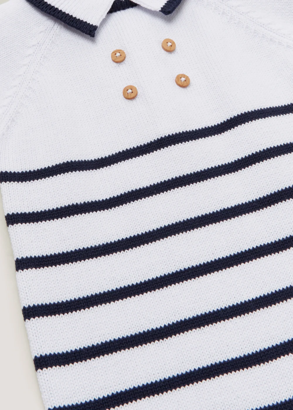 Baby Navy Stripe Sailor Knitted Romper (Newborn-18mths) - Newborn Image 2
