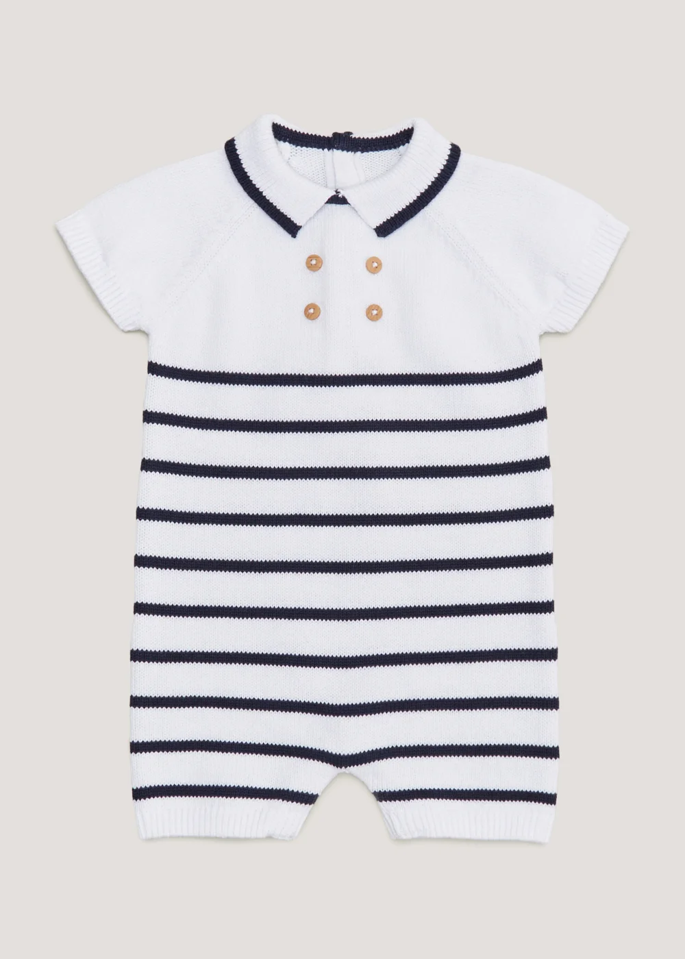 Baby Navy Stripe Sailor Knitted Romper (Newborn-18mths) - Newborn Image 1