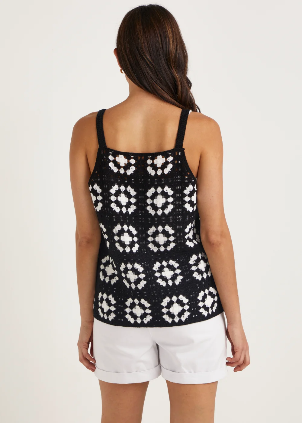 Monochrome Crochet Lace Vest Top - 8 Image 2