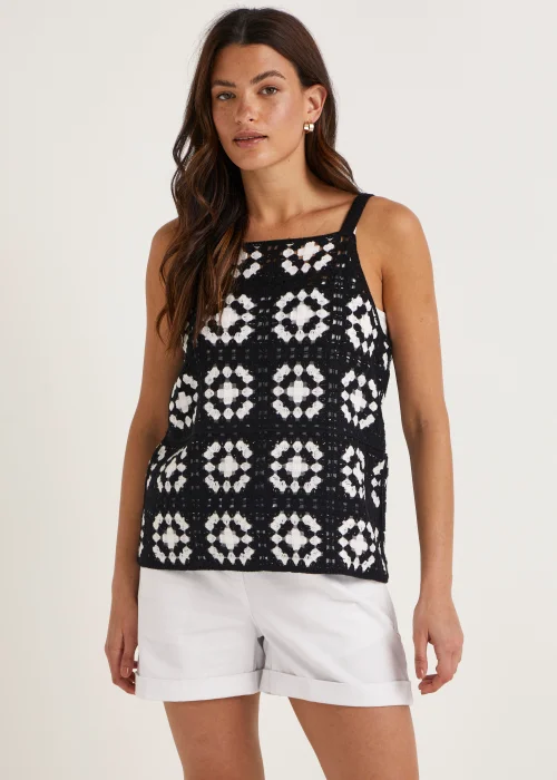 Monochrome Crochet Lace Vest Top - 8 Image 1