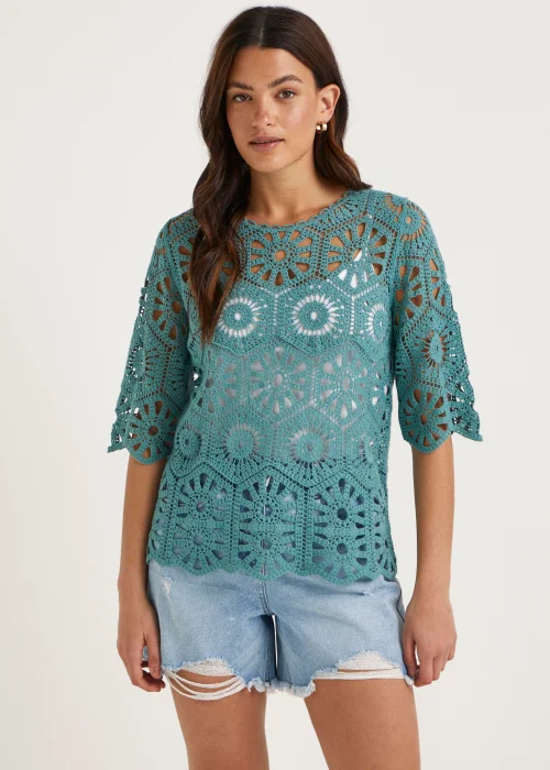 Blue Crochet Lace T-Shirt - 8 Image 1