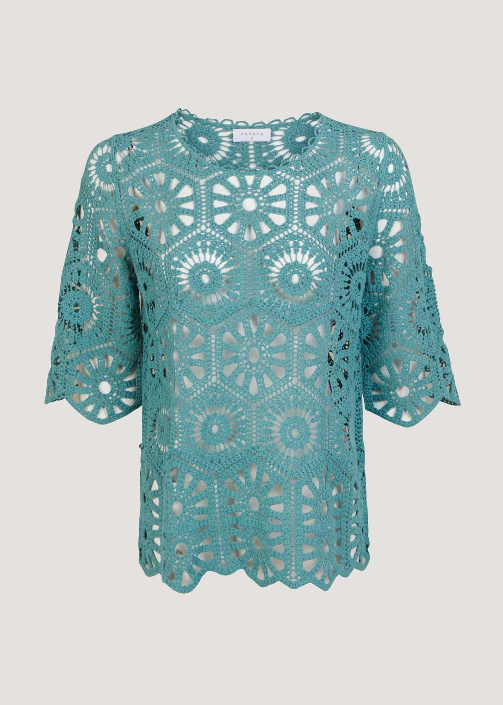 Blue Crochet Lace T-Shirt - 8 Image 5