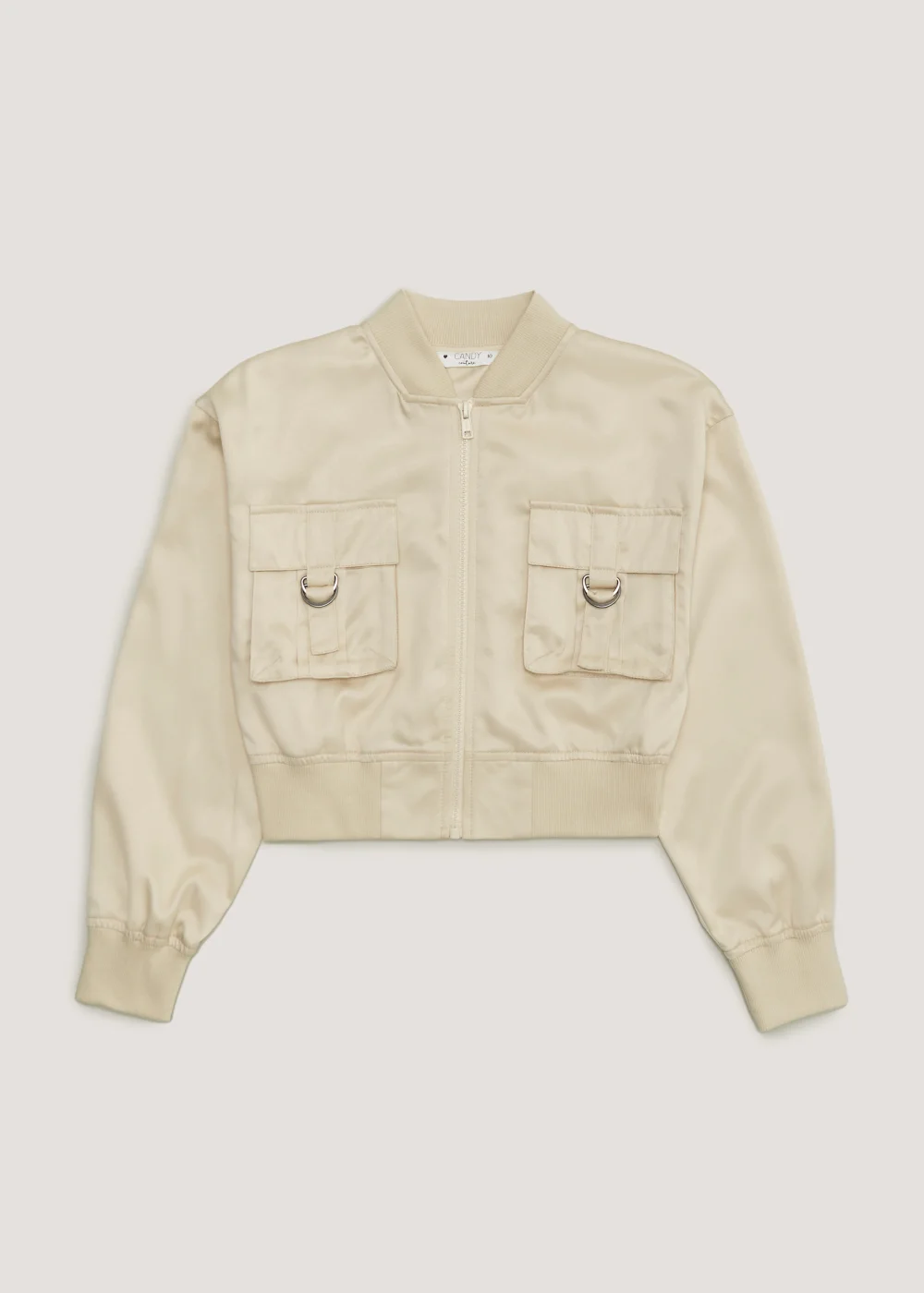 Girls Candy Couture Cream Satin Co-Ord Bomber Jacket (9-16yrs) - Age 9 Years Image 1