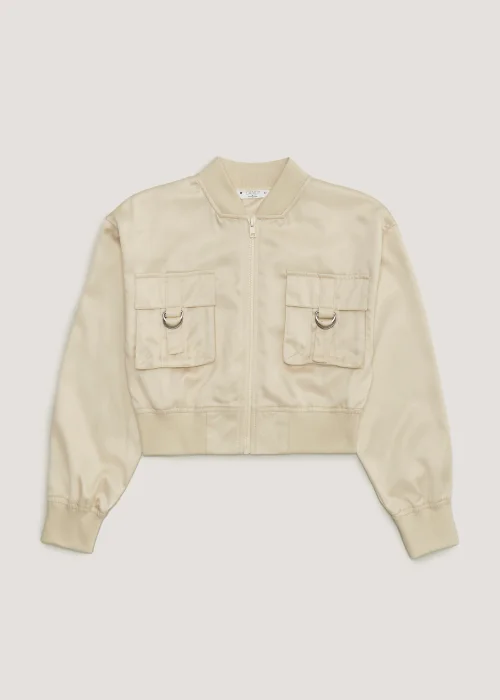 Girls Candy Couture Cream Satin Co-Ord Bomber Jacket (9-16yrs) - Age 9 Years Image 1