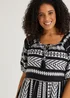 Papaya Petite Black Aztec Jacquard Midaxi Dress - Size 6 Image 3