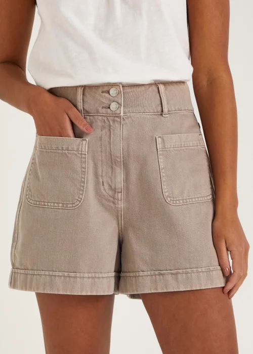Stone Button Denim Shorts - 8 Image 3