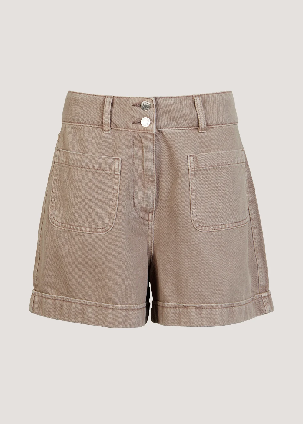 Stone Button Denim Shorts - 8 Image 5