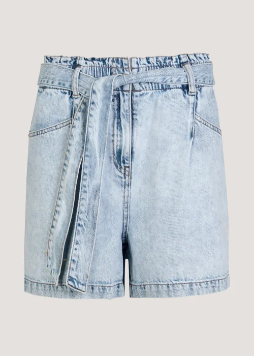 Light Wash Tie Waisted Denim Shorts - 8 Image 5