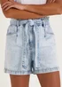Light Wash Tie Waisted Denim Shorts - 8 Image 3
