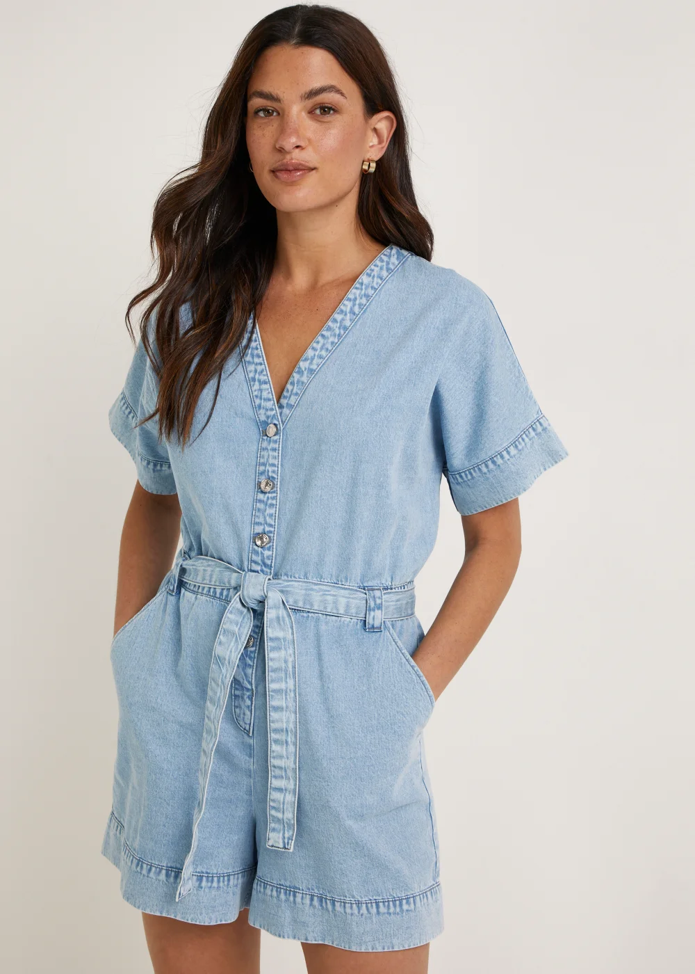 Mid Wash Denim Playsuit - 8 Image 1