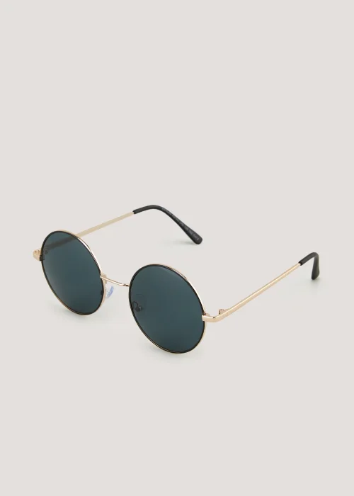 Black Round Sunglasses - One Size Image 1