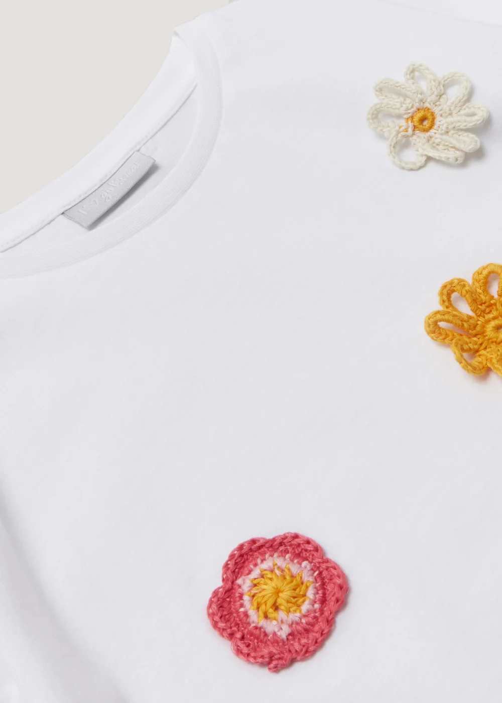 Girls White Crochet Flower T-Shirt (4-13yrs) - Age 4 Years Image 2