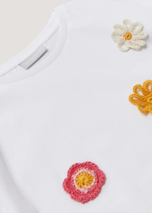 Girls White Crochet Flower T-Shirt (4-13yrs) - Age 4 Years Image 2
