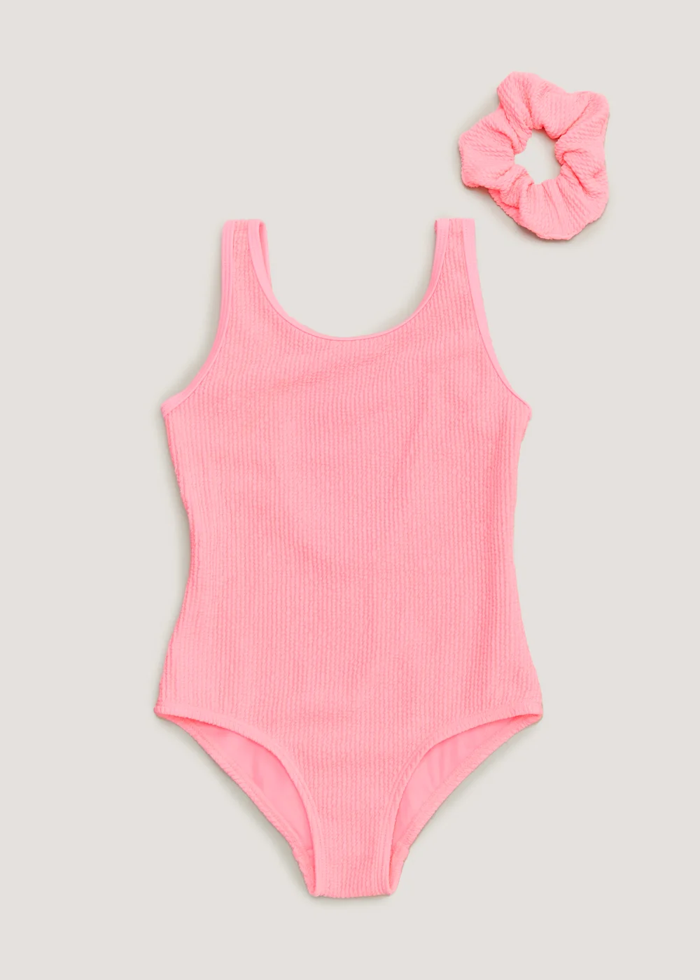 Girls Pink Swimming Costume & Scrunchie Set (4-13yrs) - Age 4 - 5 Years Image 1