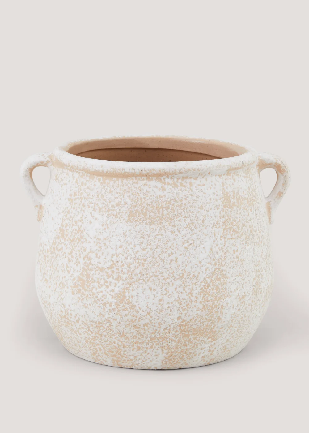 Whitewashed Ceramic Two Handle Vase (17cm x 22cm) Image 1