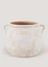 Whitewashed Ceramic Two Handle Vase (17cm x 22cm) Image 1