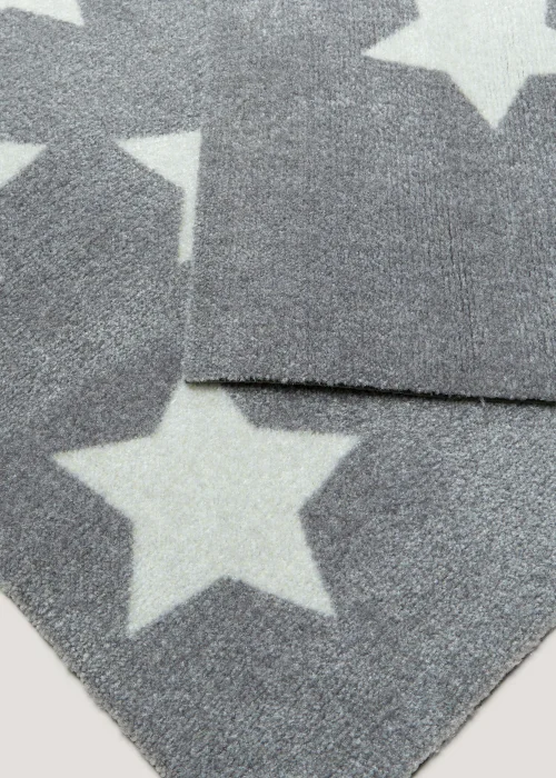 Grey Star Print Runner Washable Muddle Mat (50cm x 150cm) Image 2