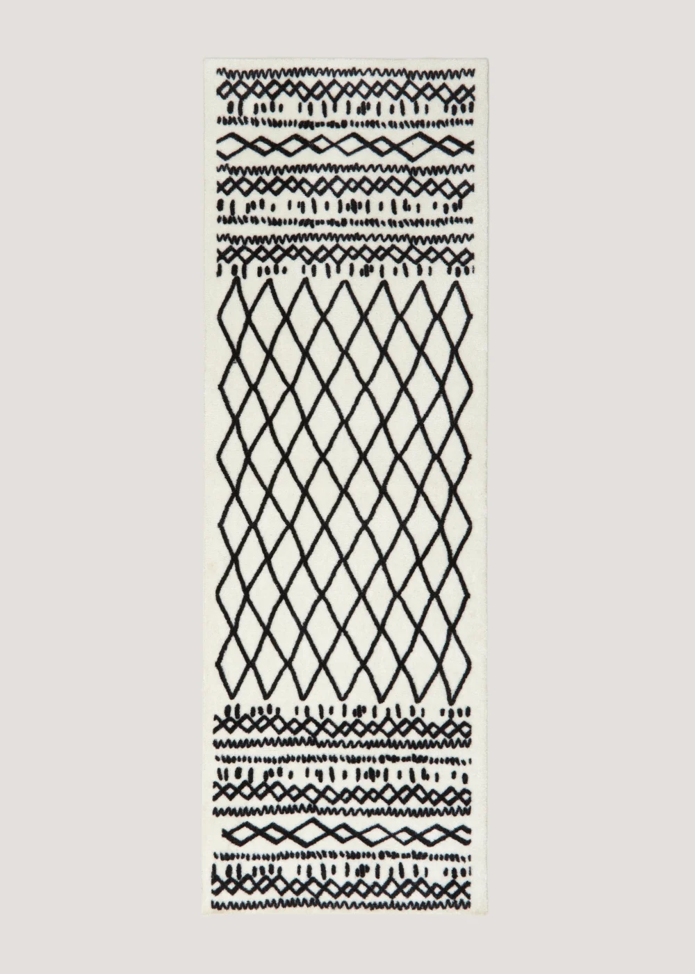 Monochrome Berber Runner Washable Muddle Mat (50cm x 150cm) Image 1