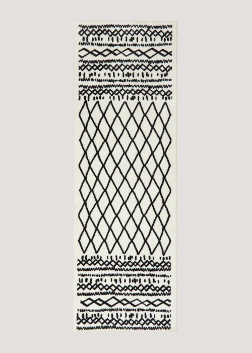 Monochrome Berber Runner Washable Muddle Mat (50cm x 150cm) Image 1