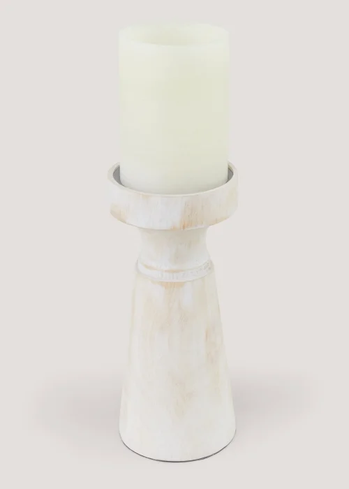 Whitewashed Candle Holder (20cm x 9.5cm) Image 2
