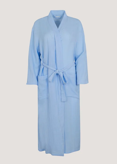 Blue Double Cloth Dressing Gown - Small Image 4