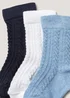 3 Pack Blue Cable Baby Socks (Newborn-12mths) - Newborn Image 2