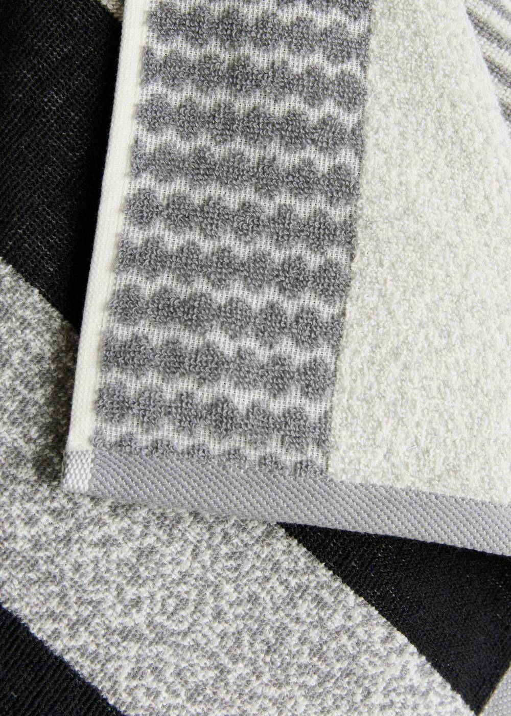 Monochrome 100% Cotton Textured Stripe Towels - Hand Towel Image 2