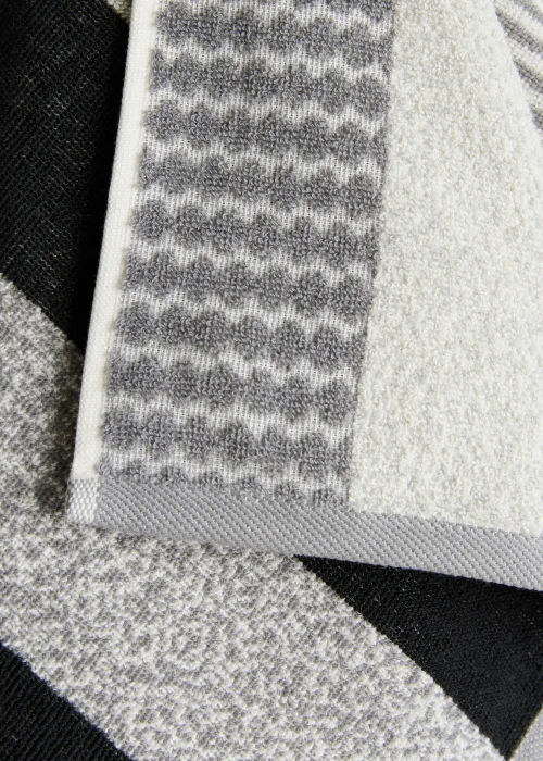 Monochrome 100% Cotton Textured Stripe Towels - Hand Towel Image 2