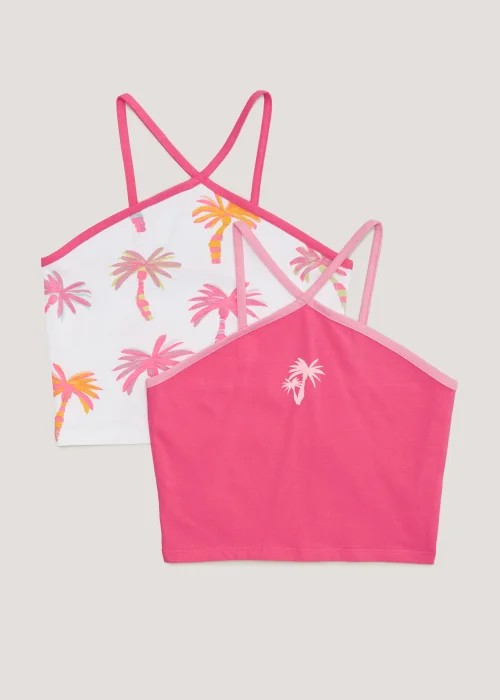Girls 2 Pack Palm Print Vest Tops (4-13yrs) - Age 4 Years Image 1