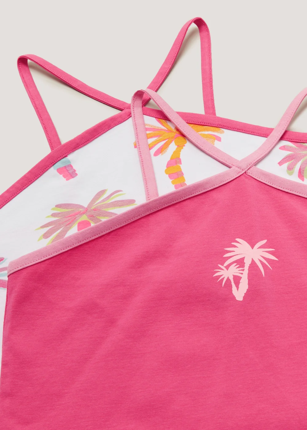 Girls 2 Pack Palm Print Vest Tops (4-13yrs) - Age 4 Years Image 2