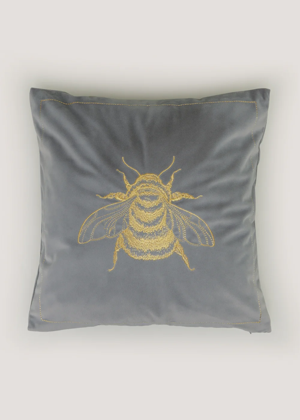 Grey Bee Embroidered Bee Cushion (43cm x 43cm) Image 1